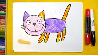 Как нарисовать Кошку, Урок рисования для детей от 3 лет