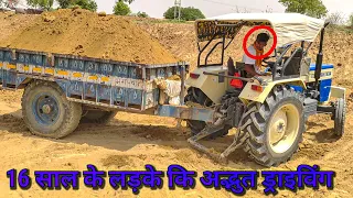 स्वराज ट्रेक्टर को खिलोने कि तरह मोड़ दिया | Swaraj 735 Xt full loaded trolley performance | #swaraj