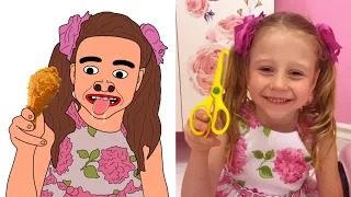 Nastya and dad play with lego Drawing Meme | Like Nastya