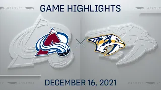 NHL Highlights | Avalanche vs. Predators - Dec. 16, 2021