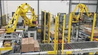 Multi-line Robotic Palletizing and Stretch Wrapping System – StrongPoint Automation