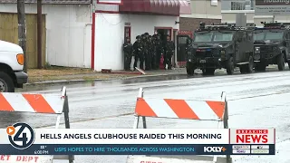 Spokane law enforcement conducting raid at Hells Angels Clubhouse on East Sprague