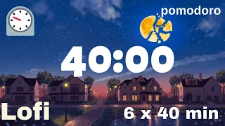40 Minute Timer - Lofi - Pomodoro Timer - 6 x 40 min
