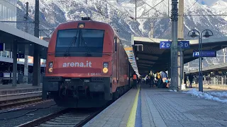 1216.022 zieht den EC87 nach Bologna Centrale bei der Ausfahrt in Innsbruck Hbf
