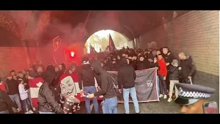 Arsenal fans Ashburton Army walk to the Emirates Stadium before the game. What are the lyrics?