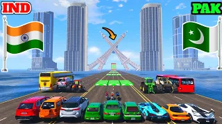 GTA 5 INDIA VS PAKISTAN VS SUPER CARS EIFFLE TOWER JUMPING CHALLENGE - Gta 5 Gameplay