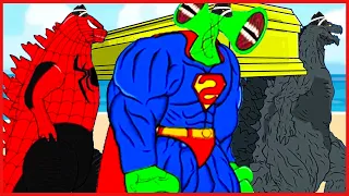 GODZILLA ATOMIC BREATH vs SIREN HEAD SUPERMAN - Meme Coffin Dance Song Cover