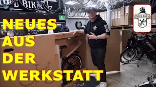 Fahrradwerkstatt. Schwere Mängel am Fahrrad, Großbaustellen, Möve Urban Airy auspacken.