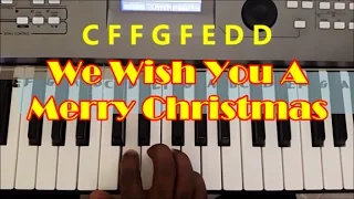 How To Play We Wish You A Merry Christmas. Easy Piano Keyboard Tutorial