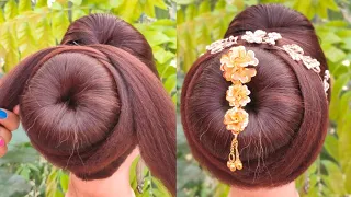 bridal hairstyle for short hair || easy hairstyle || new hairstyle || bun hairstyle || hair style ||