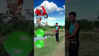 Balloon vs Scooter, Rickshaw, Toto & Cycle - Funny vfx magic video