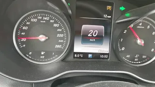 Mercedes C200 acceleration 0-100 kmh, reached in 2nd gear