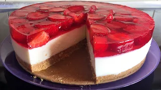ЧИЗКЕЙК с клубникой🍓Творожный Торт Без Выпечки! С Клубникой и Желе! Cheesecake with strawberries