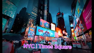 New York City Walking Tour Times Square Raining 4K