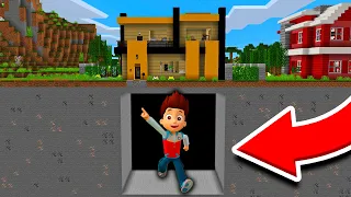 APARECE RYDER PAW PATROL GIGANTE DEBAJO DE MI CASA EN MINECRAFT 😱