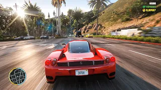 ◤ GTA 5 PC REAL LIFE Graphics - Ferrari Enzo - BRUTAL Engine Sound 🔥 Maxed-Out i9 12900k & RTX 3090