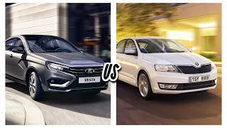 LADA VESTA/VESTA NG vs SKODA RAPID/VW POLO на трассе