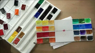 white knights watercolor set of  24 color swatches.