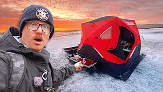 Roadside Ditch Ice Camping To Catch 500+ POUNDS OF FISH!!! (Record Breaking Beatdown)