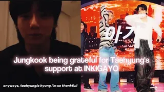 Jungkook being grateful for Taehyung's support at SEVEN stage || taekook