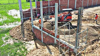 Great Job!! Techniques Skill Of Small Bulldozer Spreading And Grinding Sand On a Land