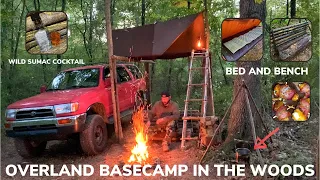 Solo Overnight Building a Semi Permanent Basecamp In the Woods and Bacon Wrapped Jalapeno Poppers