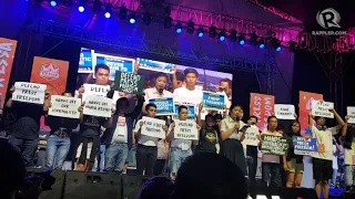 WATCH: Patricia Evangelista reads the statement of Rappler in UP Fair