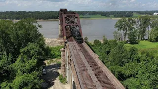 Union Pacific's Big Boy 4014 crossing the Mississippi River at Scott City Aug 28, 2021