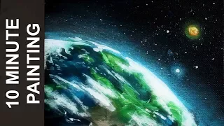 Painting the Planet Earth in Space with Acrylics in 10 Minutes!