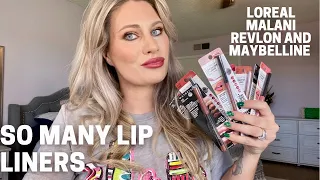 Drug store lip liners - lip swatches- Maybelline-Revlon-L'Oréal-Milani