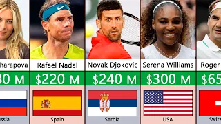 Top 50 Richest Tennis Players - $14,000,000 to $2,000,000,000!!!