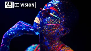 8K HDR Neon Girl Body Art | Dolby Atmos