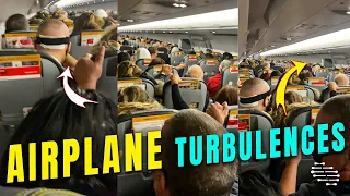 Footage from inside an Airplane as It Goes through Air Turbulences