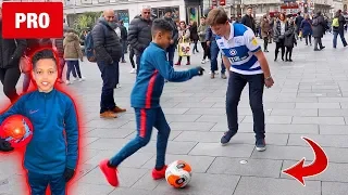 10 year old PRO FOOTBALLER playing in LONDON !? (PUBLIC NUTMEGS CHALLENGE)