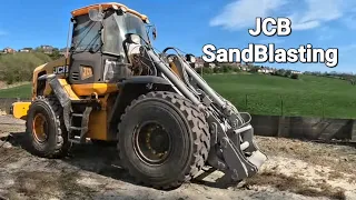 SandBlasting JCB wheel loader loading shovel restoration surface preparation for paint
