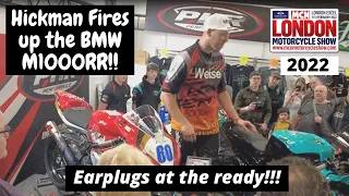 Turn you're device up loud!  BMW M1000RR Firing up at the MCN Motorcycle show 2022