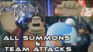 (KH3) Kingdom Hearts 3 I Compilation: All Team Attacks & Summons