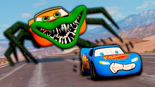 Escape or Be Caught: Lightning McQueen vs. Spider Monster Showdown in Beamng Drive!