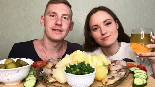 МУКБАНГ КАРТОШКА | СКУМБРИЯ домашняя еда | MUKBANG POTATOES | homemade food