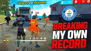 BREAKING MY OWN RECORD 😈SOLO VS SQUAD FF GAMEPLAY | GARENA FREE FIRE