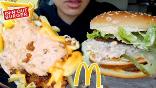 ASMR EATING MCDONALDS ANIMAL STYLE BIG MAC & IN-N-OUT FRIES CAR MUKBANG REAL Sound 먹방 TWILIGHT SHOW