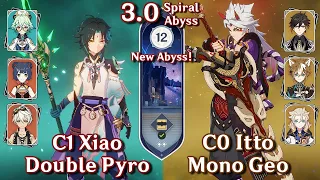 Spiral Abyss 3.0 - C1 Xiao Double Pyro & C0 Arataki Itto Mono Geo | Floor 12 Full Stars | Genshin