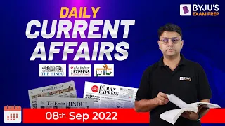 Current Affairs in Hindi | 08 September 2022 | Important for Prelims and Mains exam