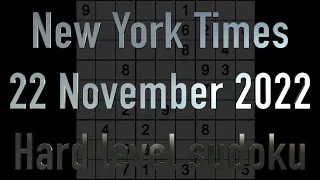 Sudoku solution – New York Times sudoku 22 November 2022 Hard level