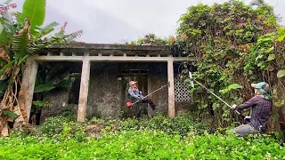 House Overgrown with grass  Invade I mow the lawn clean Transform The owner is unexpectedly happy