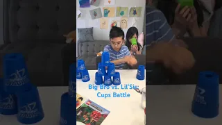 Speed Stacking Cups Game: Brother versus Sister