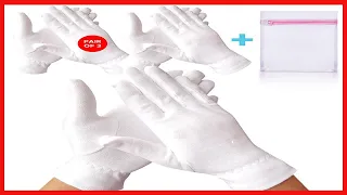 White Premium Cotton Gloves for Sleeping, 3 Pairs White Cotton Gloves Useful for Eczema and Dry Hand