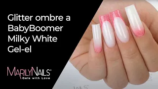 Glitter ombre a BabyBoomer Milky White Gel-el