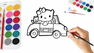 Draw Easy Hello Kitty |Sitting in Car|🚗step by step @knowledgewitharts