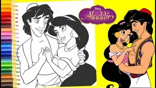 Walt Disney Aladdin & Jasmine Coloring Pages for kids